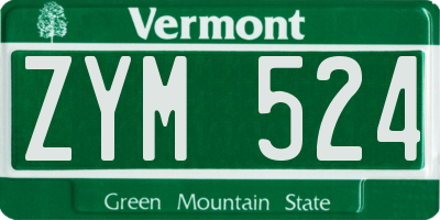 VT license plate ZYM524