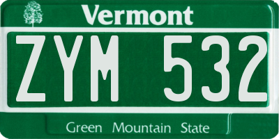 VT license plate ZYM532