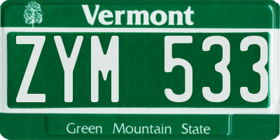 VT license plate ZYM533