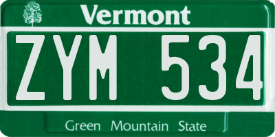VT license plate ZYM534