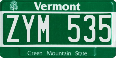 VT license plate ZYM535