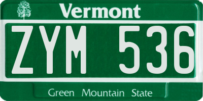 VT license plate ZYM536