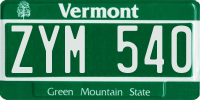 VT license plate ZYM540
