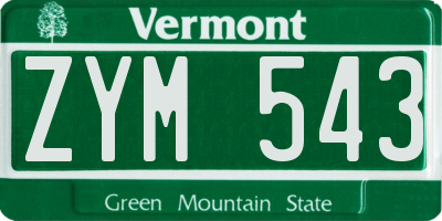 VT license plate ZYM543