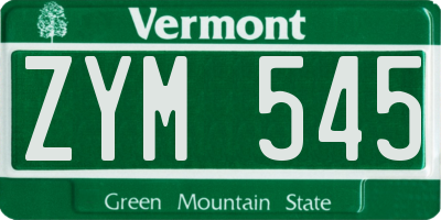 VT license plate ZYM545