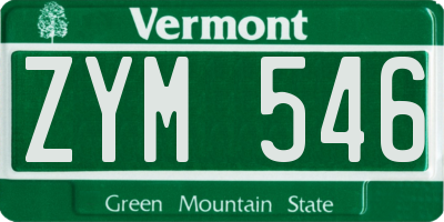 VT license plate ZYM546