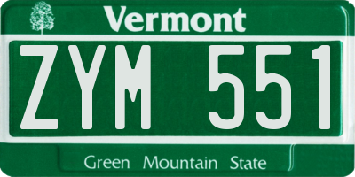 VT license plate ZYM551