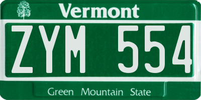 VT license plate ZYM554
