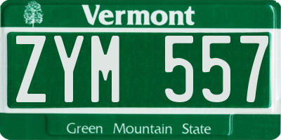VT license plate ZYM557