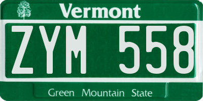 VT license plate ZYM558