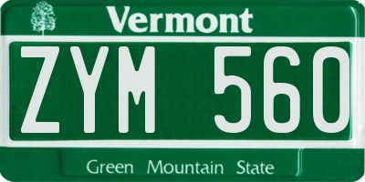 VT license plate ZYM560