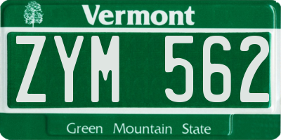 VT license plate ZYM562