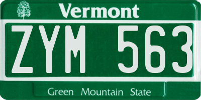 VT license plate ZYM563