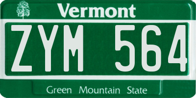 VT license plate ZYM564