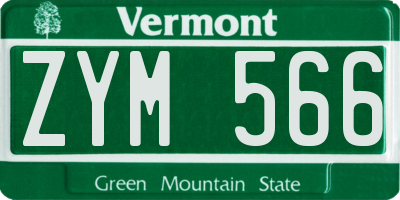 VT license plate ZYM566