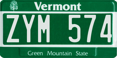 VT license plate ZYM574