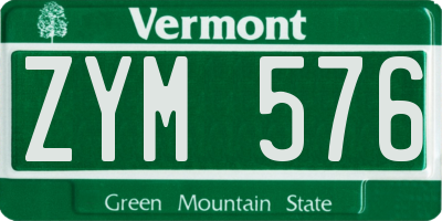 VT license plate ZYM576