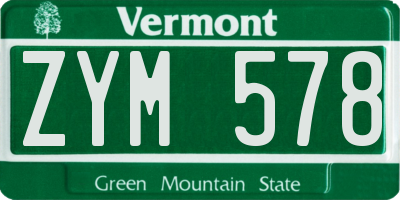VT license plate ZYM578