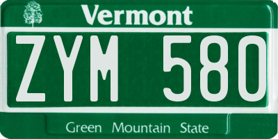 VT license plate ZYM580