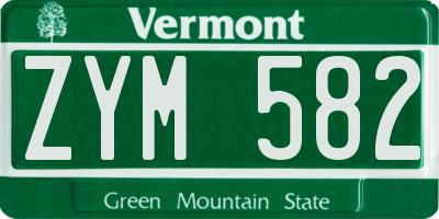 VT license plate ZYM582