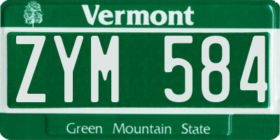 VT license plate ZYM584