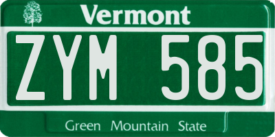 VT license plate ZYM585
