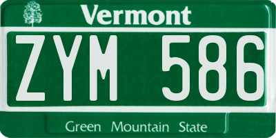 VT license plate ZYM586