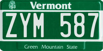 VT license plate ZYM587