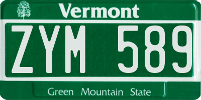 VT license plate ZYM589