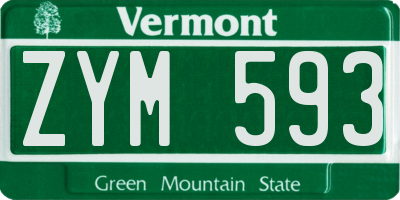 VT license plate ZYM593