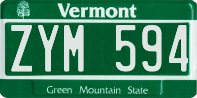 VT license plate ZYM594