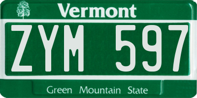 VT license plate ZYM597