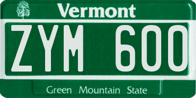 VT license plate ZYM600