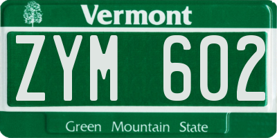 VT license plate ZYM602