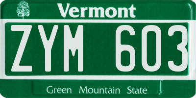VT license plate ZYM603