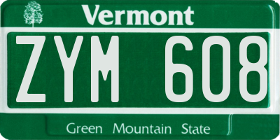 VT license plate ZYM608