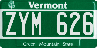 VT license plate ZYM626