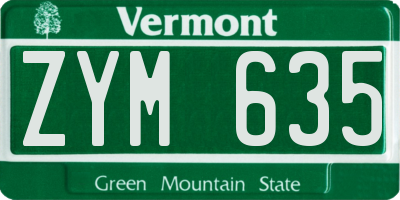 VT license plate ZYM635