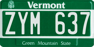 VT license plate ZYM637