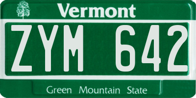 VT license plate ZYM642