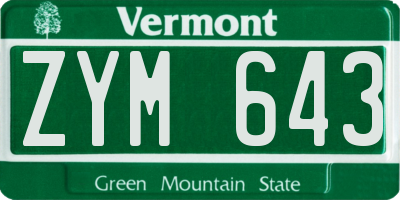 VT license plate ZYM643