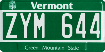 VT license plate ZYM644