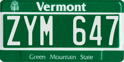 VT license plate ZYM647