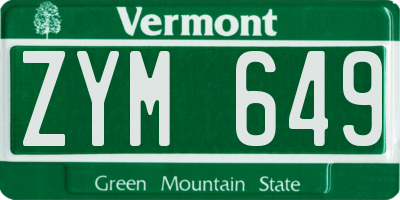 VT license plate ZYM649