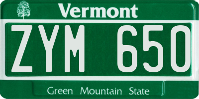VT license plate ZYM650