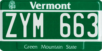 VT license plate ZYM663