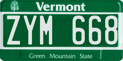 VT license plate ZYM668