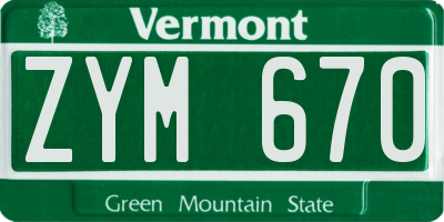 VT license plate ZYM670