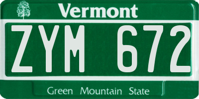 VT license plate ZYM672