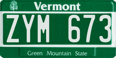 VT license plate ZYM673